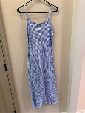 Gwyneth slip dress in blue gingham linen size 2